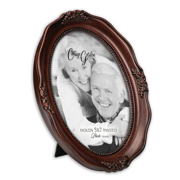Cottage Garden Find Me Find Life Mahogany Finish Wavy 5 x 7 Oval Table and Wall Photo Frame 